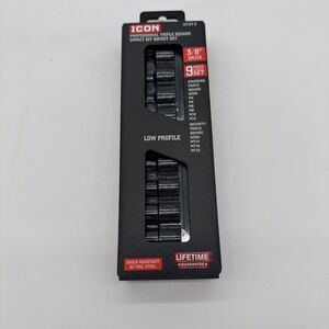 NEW ICON 9pc 3/8" Professional Triple Square Impact Bit Socket Set I2TST-9 59803